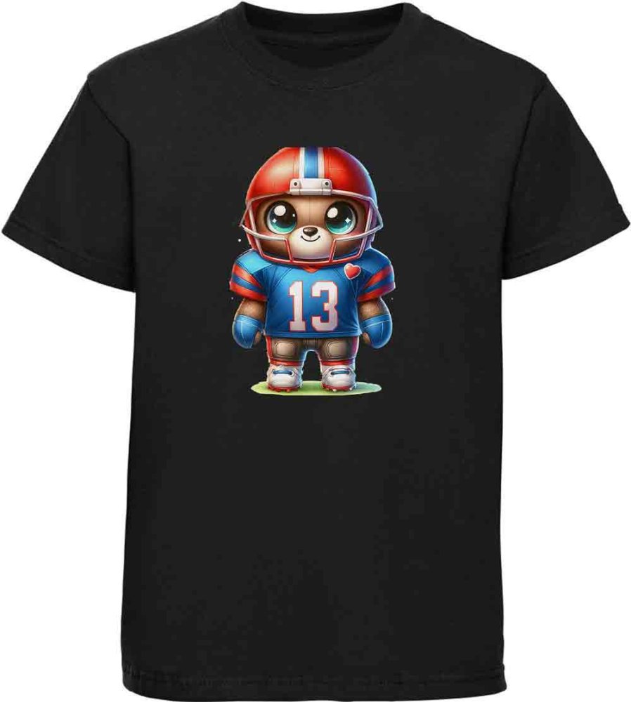 Bedrucktes Kinder T-Shirt Teddy im American Football Outfit